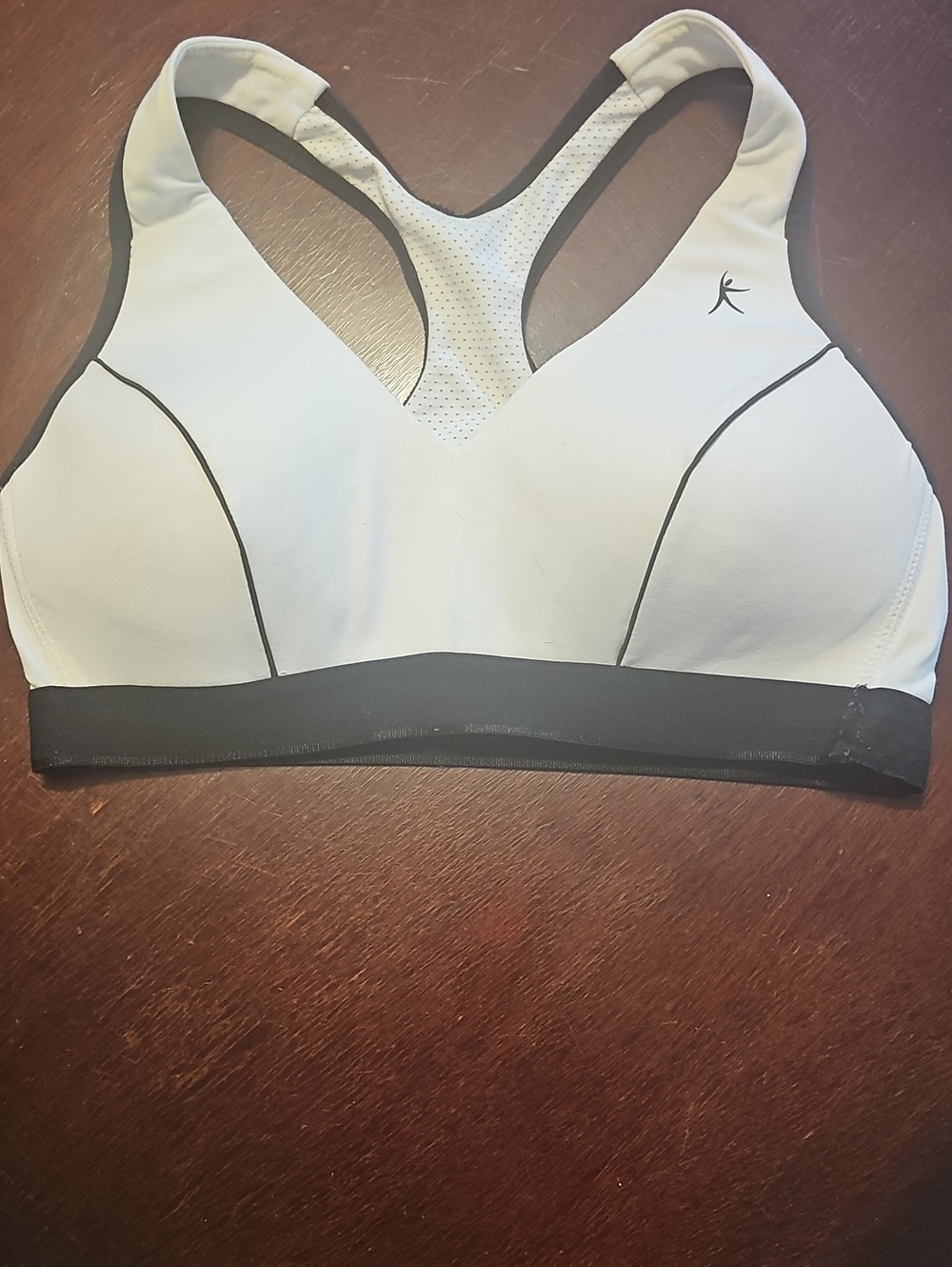Danskin Now White Sports Bra with Black Trim Racerback